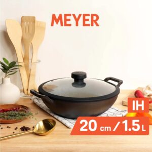 Meyer Pre-Seasoned Cast Iron Shallow Kadai with Glass Lid | 20–30 cm | Naturally Non-Stick, Induction & Gas image 4