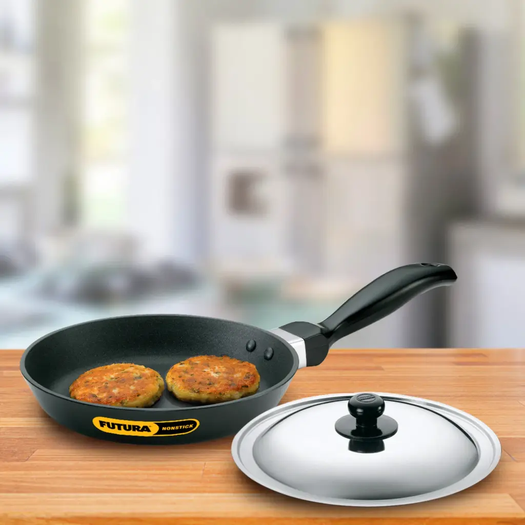 Nonstick Frying Pan 17 cm with Stainless Steel Lid (3.25 mm Thick) (NF17S) — Bihari Di Hatti