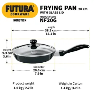 Nonstick Frying Pan 20 cm with Glass Lid (3.25 mm Thick) (NF20G) image 3