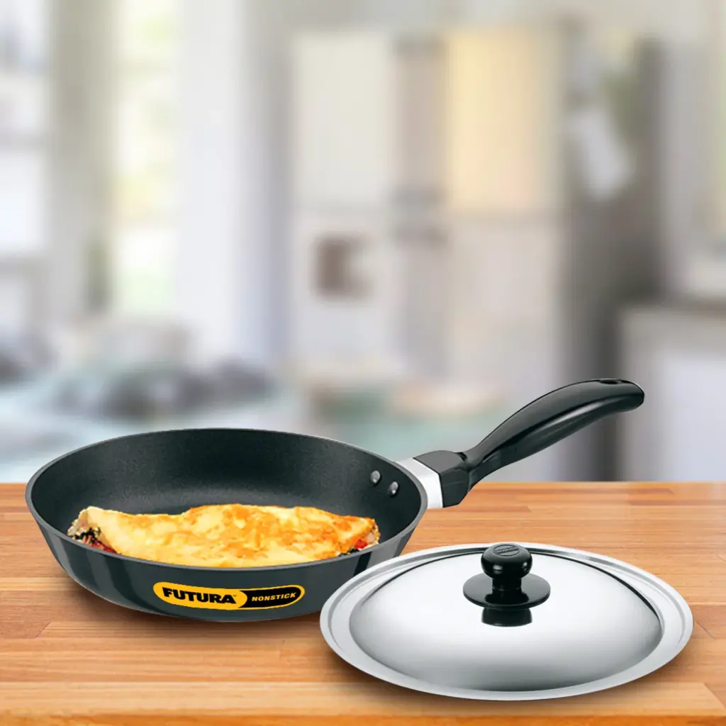 Nonstick Frying Pan 20 cm with Stainless Steel Lid (3.25 mm Thick) (NF20S) — Bihari Di Hatti