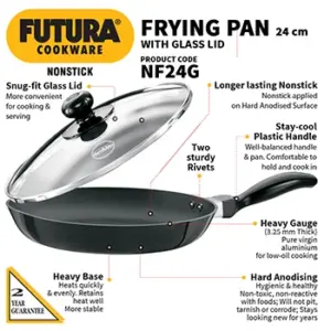 Nonstick Frying Pan 24 cm with Glass Lid (3.25 mm Thick) (NF24G) image 2