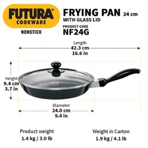 Nonstick Frying Pan 24 cm with Glass Lid (3.25 mm Thick) (NF24G) image 3