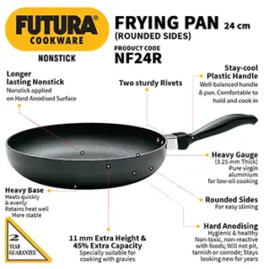 Nonstick Frying Pan 24 cm (Rounded Sides, 3.25 mm Thick) (NF24R) image 2