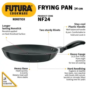 Hawkins Futura 24cm Non-Stick Frying Pan NF24, Black image 2