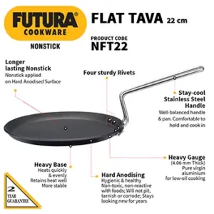 Nonstick Flat Tava 22 cm (4.06 mm Thick) (NFT22) image 2