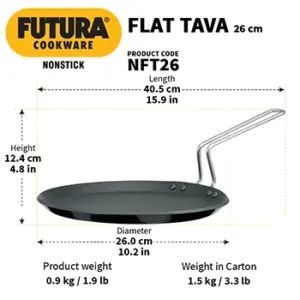 Hawkins Futura 26cm Nonstick Flat Tava SS Handle image 3