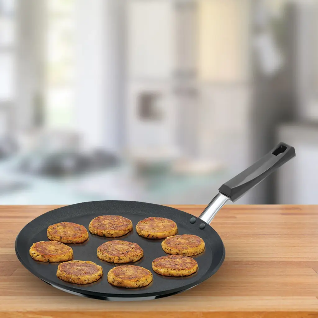 Nonstick Flat Tava 30 cm (Plastic Handle, 4.88 mm Thick) (NFT30P) — Bihari Di Hatti