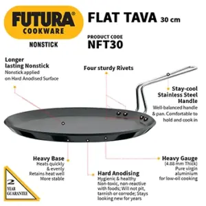 Hawkins Futura 30cm Nonstick Flat Tava SS Handle image 2