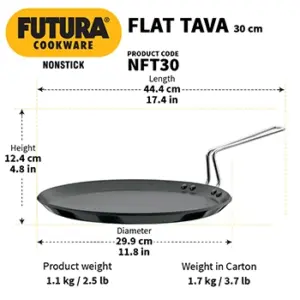 Hawkins Futura 30cm Nonstick Flat Tava SS Handle image 3