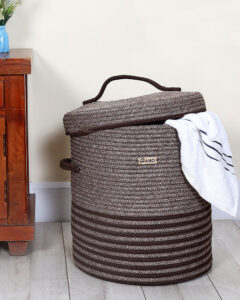 Pano Multi-Purpose Laundry Basket with Lid, 15×15×18 in | Foldable Storage Hamper