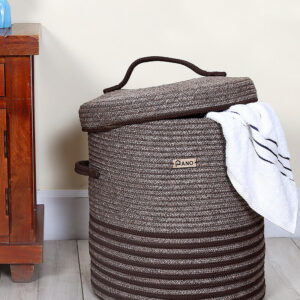 Pano Multi-Purpose Laundry Basket with Lid, 15×15×18 in | Foldable Storage Hamper in Sultanpuri