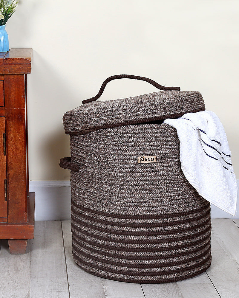 Pano Multi-Purpose Laundry Basket with Lid, 15×15×18 in | Foldable Storage Hamper