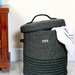 Pano Multi-Purpose Laundry Basket with Lid, 15×15×18 in | Foldable Storage Hamper - Green