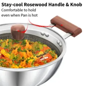 Induction Compatible SS Tri-ply Shielded Nonstick Deep Kadhai 2.5 Litre with Glass Lid (NSDK25G) image 5