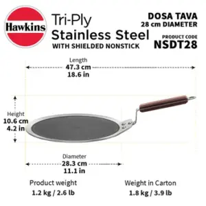 Induction Compatible SS Tri-ply Dosa Tava with Shielded Nonstick 28 cm (NSDT28) image 3