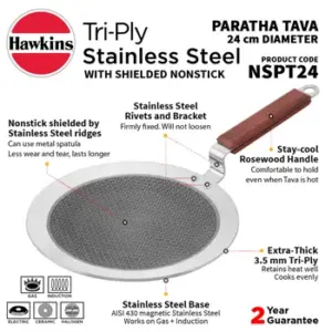 Induction Compatible SS Tri-ply Tava with Shielded Nonstick 24 cm (NSPT24) image 6