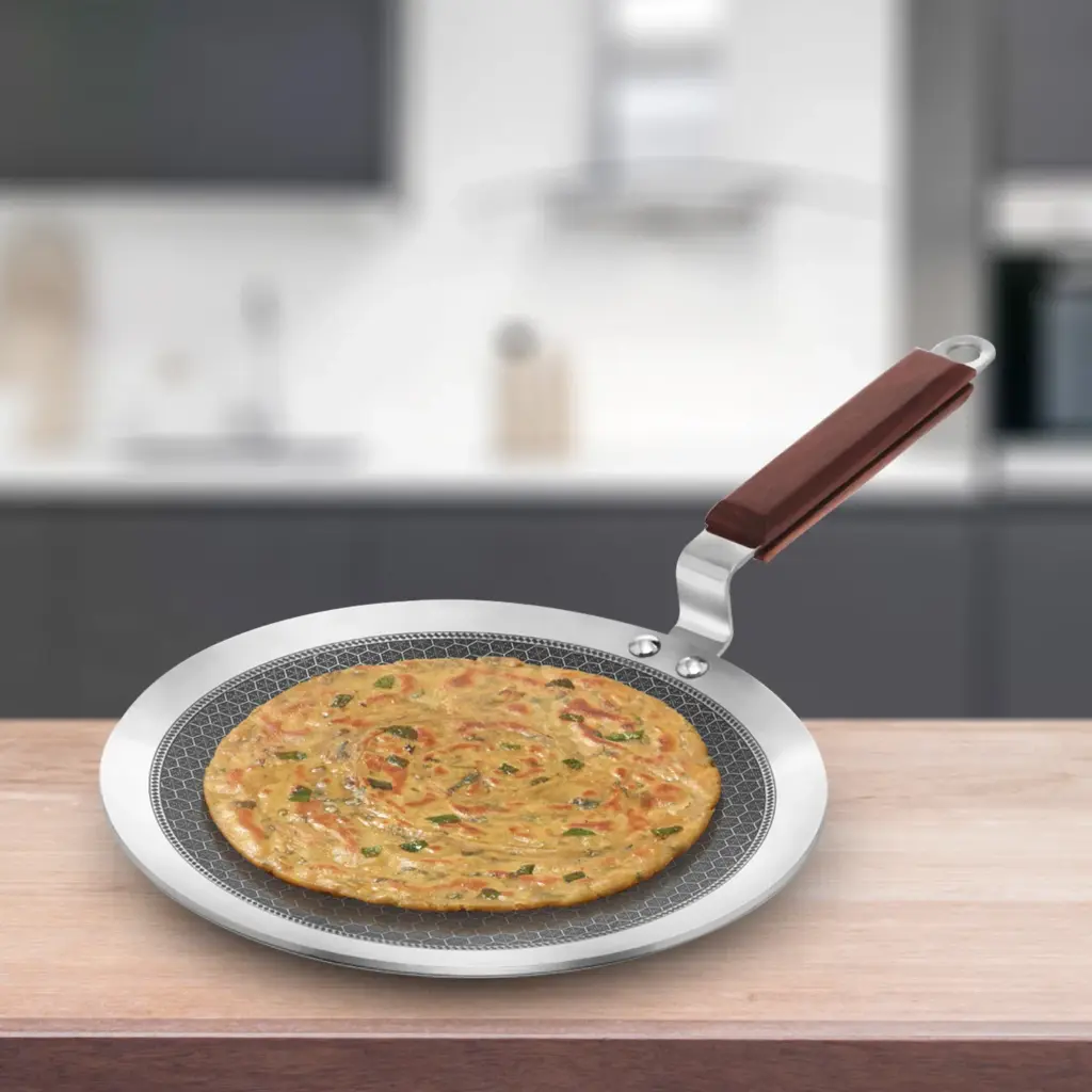 Induction Compatible SS Tri-ply Tava with Shielded Nonstick 26 cm (NSPT26) — Bihari Di Hatti
