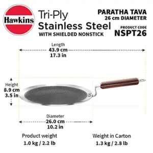 Induction Compatible SS Tri-ply Tava with Shielded Nonstick 26 cm (NSPT26) image 3