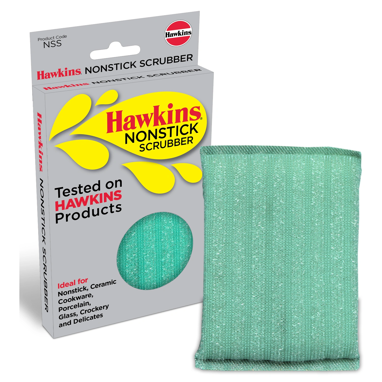 Hawkins Nonstick Scrubber, Non-Scratch Polyester Cleaning Pad, Safe for Nonstick, Ceramic, Glass & Delicate Surfaces, Large Size for Fast Cleaning (NSS)