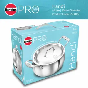 Induction Compatible SS Tri-ply PRO Handi 4 Litre with Stainless Steel Lid (PSH40S) image 6