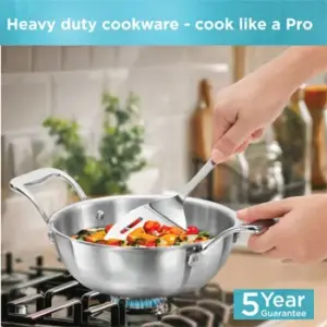 Induction Compatible SS Tri-ply PRO Deep-Fry Pan 1.5 Litre with Stainless Steel Lid (PSK15S) image 2