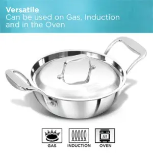Induction Compatible SS Tri-ply PRO Deep-Fry Pan 1.5 Litre with Stainless Steel Lid (PSK15S) image 5