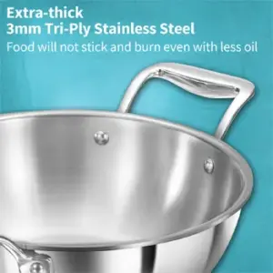 Induction Compatible SS Tri-ply PRO Deep-Fry Pan 2.5 Litre with Stainless Steel Lid (PSK25S) image 3