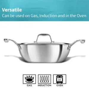 Induction Compatible SS Tri-ply PRO Deep-Fry Pan 2.5 Litre with Stainless Steel Lid (PSK25S) image 5