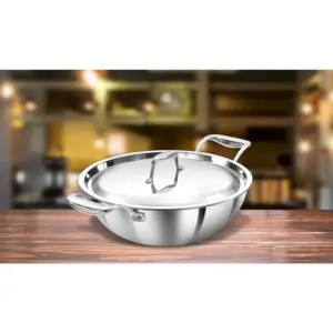 Induction Compatible SS Tri-ply PRO Deep-Fry Pan 3.5 Litre with Stainless Steel Lid (PSK35S) image 1