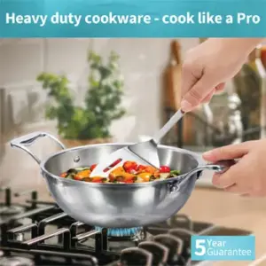 Induction Compatible SS Tri-ply PRO Deep-Fry Pan 3.5 Litre with Stainless Steel Lid (PSK35S) image 2