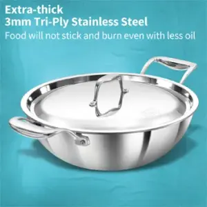Induction Compatible SS Tri-ply PRO Deep-Fry Pan 3.5 Litre with Stainless Steel Lid (PSK35S) image 3