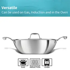 Induction Compatible SS Tri-ply PRO Deep-Fry Pan 3.5 Litre with Stainless Steel Lid (PSK35S) image 5