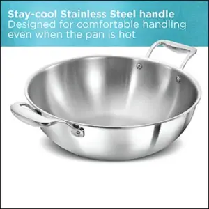 Induction Compatible SS Tri-ply PRO Deep-Fry Pan 5 Litre with Stainless Steel Lid (PSK50S) image 4