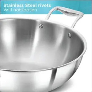 Induction Compatible SS Tri-ply PRO Deep-Fry Pan 5 Litre with Stainless Steel Lid (PSK50S) image 6