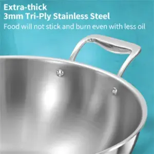 Induction Compatible SS Tri-ply PRO Deep-Fry Pan 6 Litre with Stainless Steel Lid (PSK60S) image 3
