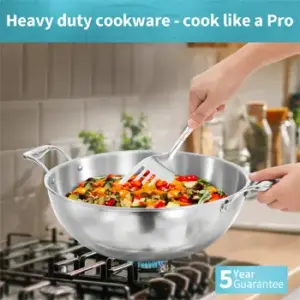 Induction Compatible SS Tri-ply PRO Deep-Fry Pan 8 Litre with Stainless Steel Lid (PSK80S) image 2