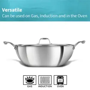 Induction Compatible SS Tri-ply PRO Deep-Fry Pan 8 Litre with Stainless Steel Lid (PSK80S) image 4