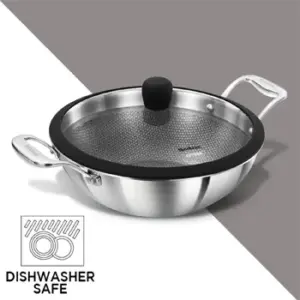 Induction Compatible SS Tri-ply Sheilded PRO Deep-Fry Pan 3.5 Litre with Glass Lid (PSNK35G) image 4