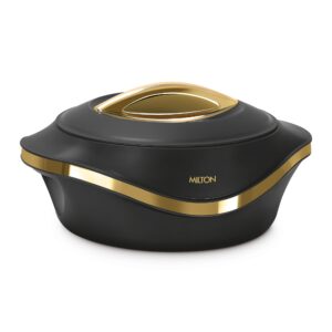 Milton Pearl Insulated Casserole | Double-Wall Hot & Cold Retention, Sturdy Stackable Build | Multiple Sizes - Black, 1500 ml