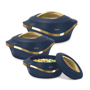 Milton Pearl Insulated Casserole | Double-Wall Hot & Cold Retention, Sturdy Stackable Build | Multiple Sizes - Blue, Jr Set