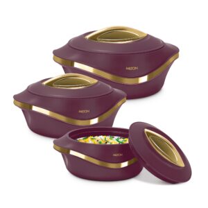 Milton Pearl Insulated Casserole | Double-Wall Hot & Cold Retention, Sturdy Stackable Build | Multiple Sizes - Maroon, Jr Set