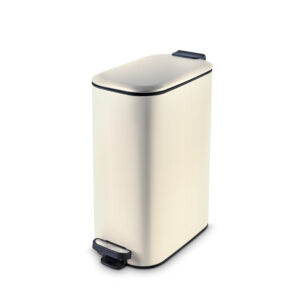 Silverado Pedal Dustbin, 6 & 8 Litres | Compact Step Waste Bin with Soft-Close Lid & Inner Bucket - 8 Litres, Beige