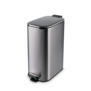 Silverado Pedal Dustbin, 6 & 8 Litres | Compact Step Waste Bin with Soft-Close Lid & Inner Bucket - 8 Litres, Matte Satin