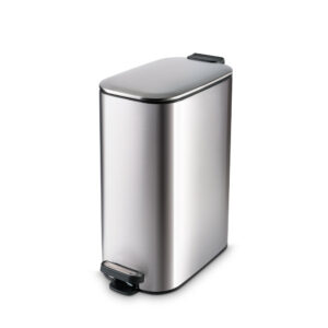 Silverado Pedal Dustbin, 6 & 8 Litres | Compact Step Waste Bin with Soft-Close Lid & Inner Bucket - 8 Litres, Steel