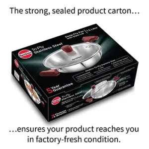 Induction Compatible SS Tri-ply Deep Kadhai 1.5 Litre with Glass Lid (3 mm Thick) (SSD15G) image 4