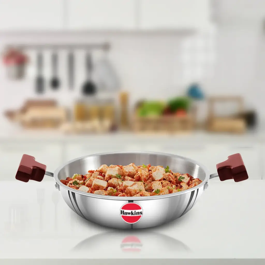 Induction Compatible SS Tri-ply Deep Kadhai 1.5 Litre (3 mm Thick) (SSD15) — Bihari Di Hatti