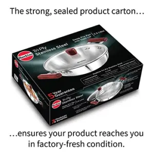 Induction Compatible SS Tri-ply Deep Kadhai 2.5 Litre with Glass Lid (3 mm Thick) (SSD25G) image 4