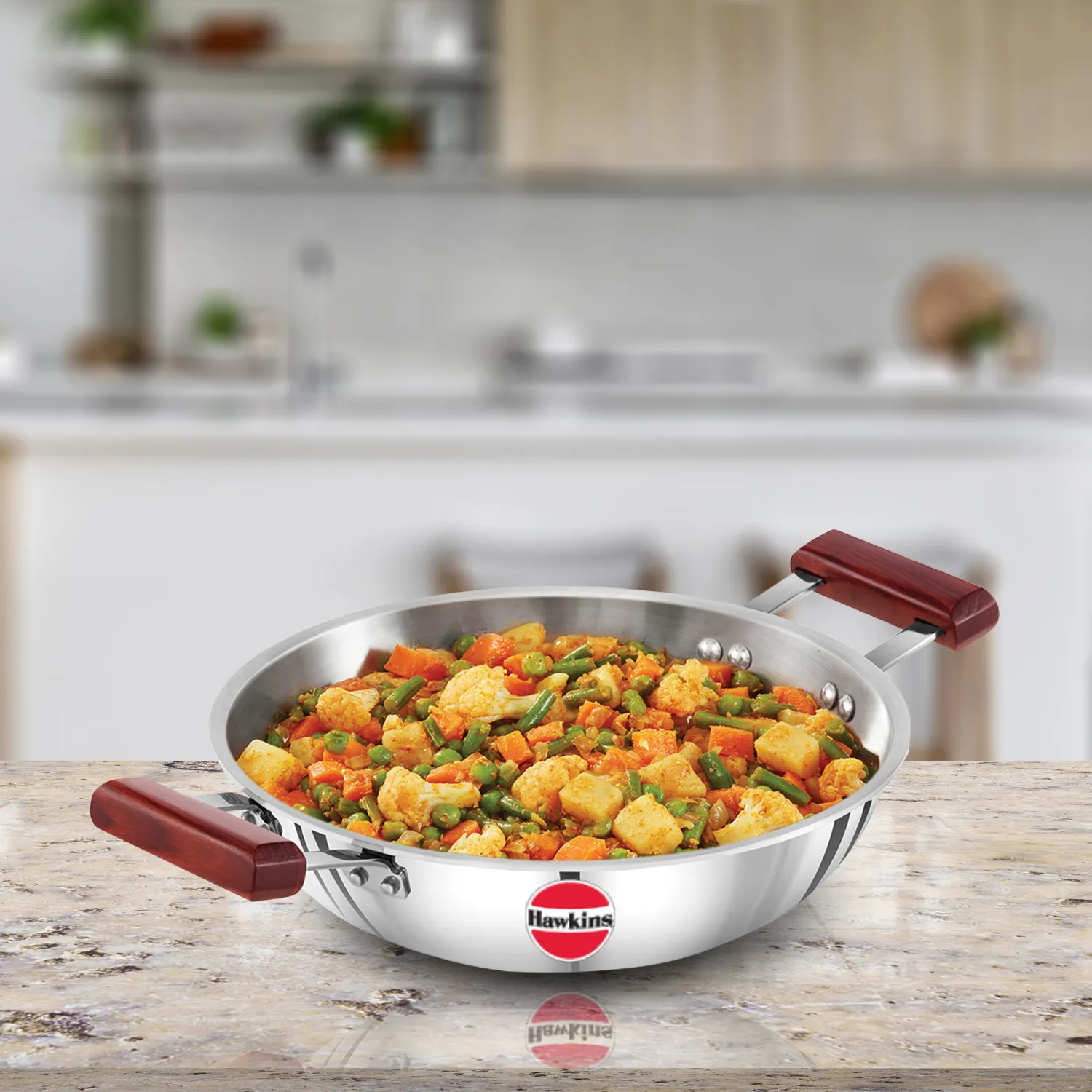 Induction Compatible SS Tri-ply Deep Kadhai 2.5 Litre (3 mm Thick) (SSD25)