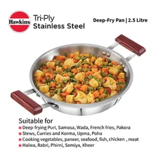 Induction Compatible SS Tri-ply Deep Kadhai 2.5 Litre (3 mm Thick) (SSD25) image 6