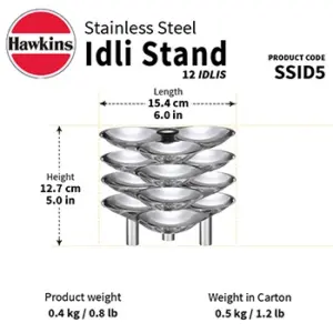 Hawkins Stainless Steel Idli Stand – 12 Large Idlis image 3